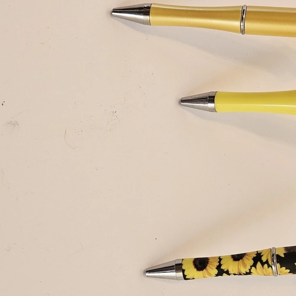 Hand Crafted Halloween Pens Fall & Floral Beaded Set of 3 Ballpoint Black Ink 6
